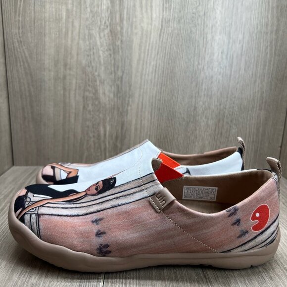 UIN Art Painted Travel Shoes Women 9 Slip On Casual Canvas The Little Dress Pink - Picture 2 of 12
